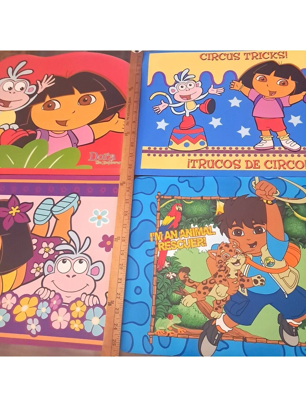 Kids Placemats set 4 Dora The explorer Boots Circus Go Diego! Go! Animal Rescue